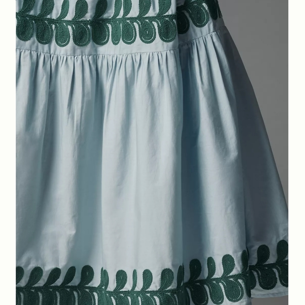 S/M Anthropologie Embroidered Puff Sleeve Midi Dress - Picture 5 of 7